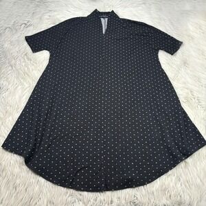 Curator Women's M Black White Zip Neck Polka Dot Knit A-Line Dress
